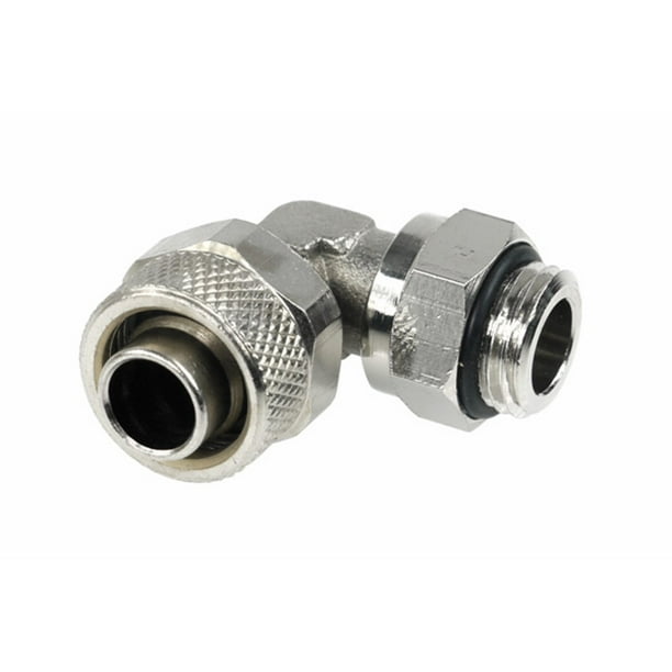 Aquatuning G1/4 to 10mm ID Black Nickel 13mm OD Compact Compression Fitting for Soft Tubing 90° Rotary Aquatuning G1/4 to 10mm ID Black Nickel 13mm OD Compact Compression Fitting for Soft Tubing 90° Rotary